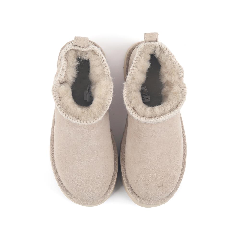 Oz Ugg Wear Adult Eskimo Platform Mini Boots Beige