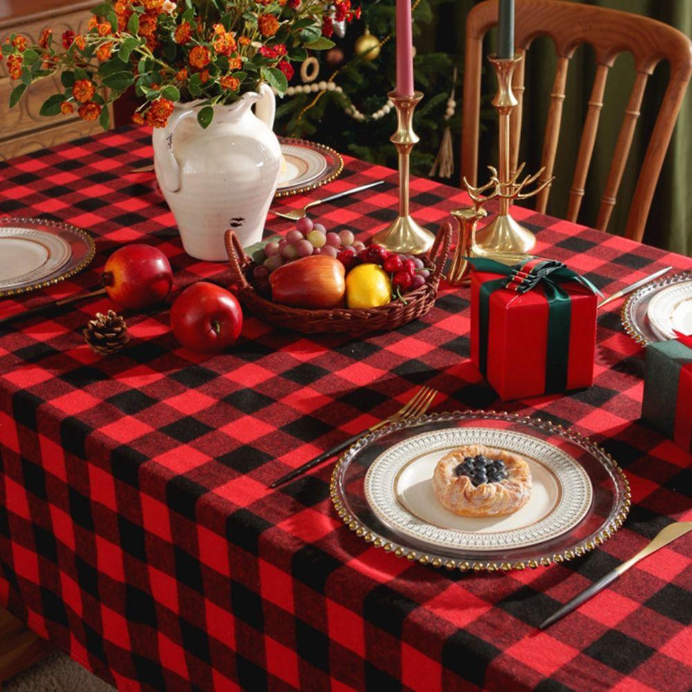 Party Wedding Checked Square Dining Tablecloths Tablecloth Table Cover Christmas Decorations