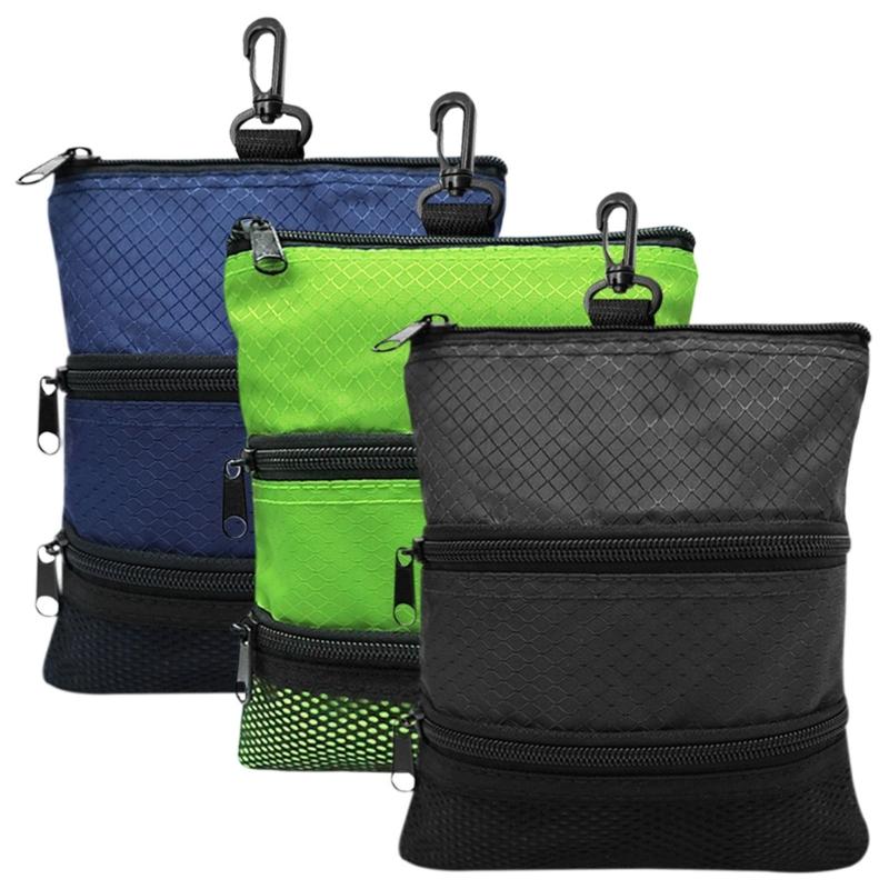 3-Layers Zipper Golf Bag Golf Tee Bag Pouch Bag Golf Balls Holder Bag Golf Balls Pouch Bag Golf Storage Handbag Pocket