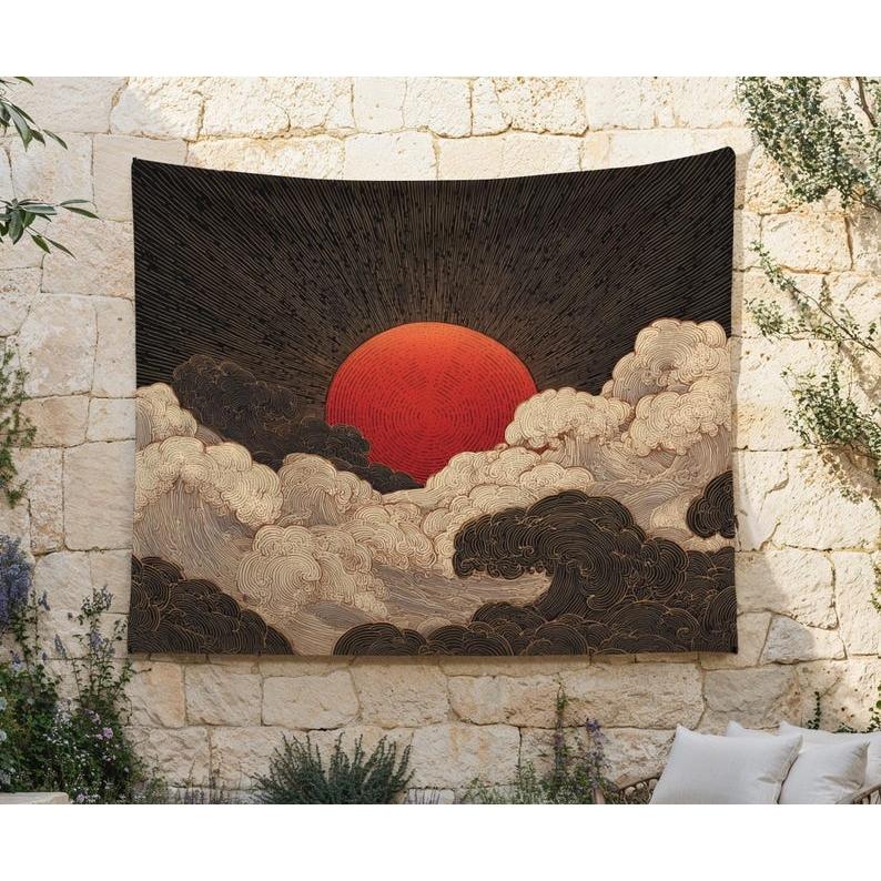 The red sun rises tapestry 75x100 чёрный