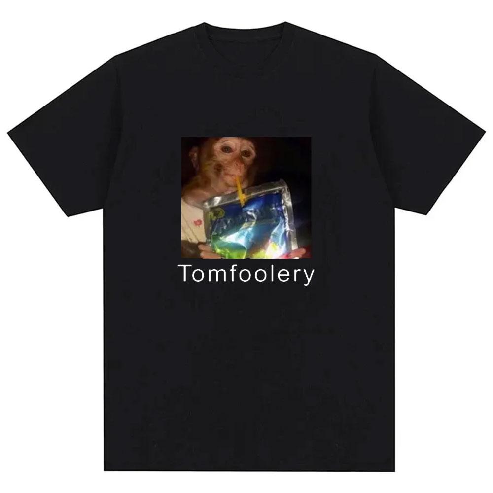 Tomfoolery Monkey Drinking Meme Shirt Funny Monkey Meme Tshirt Tomfoolery Meme Tee Funny Tiktok Gen Z Shirt Summer Cotton Tops
