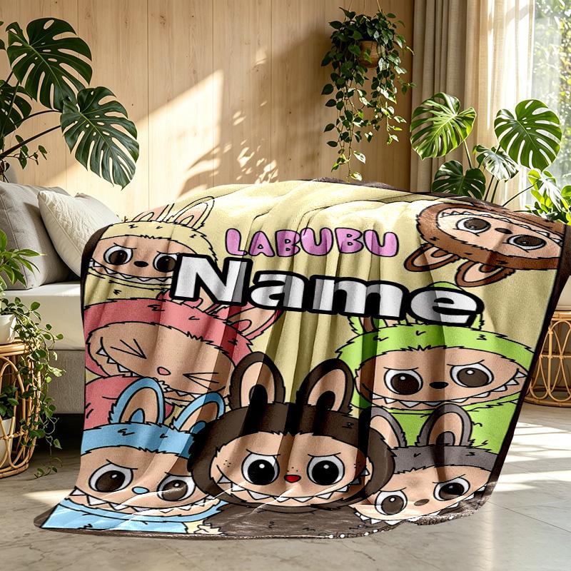 Custom Name Personalized Labubu Print Blanket, Home Decor, Bedroom, Sofa, Camping, Couch, Gifts for Birthday ChristmasEnthusiasts