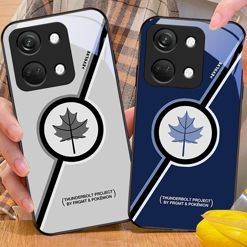 Maple Leaves Yellow For OnePlus Nord 3 5 6T 7 Pro 8 12 10T Reno8 Lite 5G 10R Nord N30 Hard Shell Tempered Glass Phone Case Black