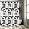 Black White Geometric Pattern Waterproof Mildew-Proof Shower Curtain Modern Minimalist Decor Suitable For Wet And Dry Separation
