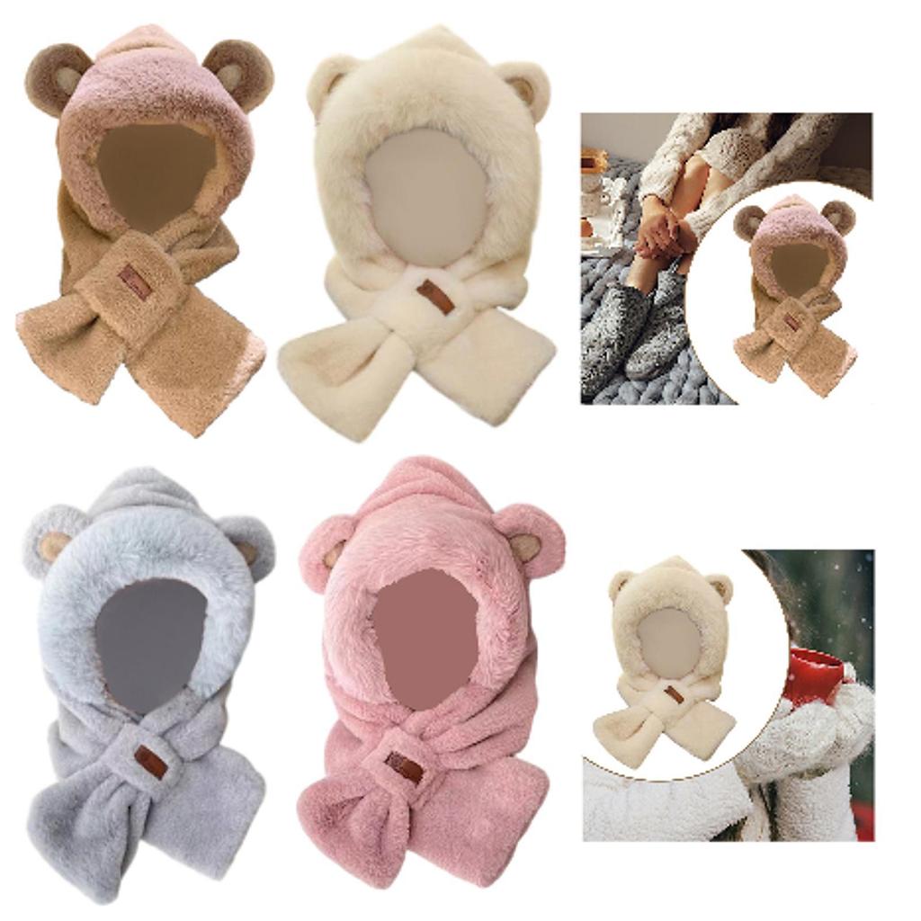 Winter Hat Scarf Set Casual Beanie Comfortable Adorable Plush Animals Hat for Birthday Gift Outdoor Sports Cosplay Parties