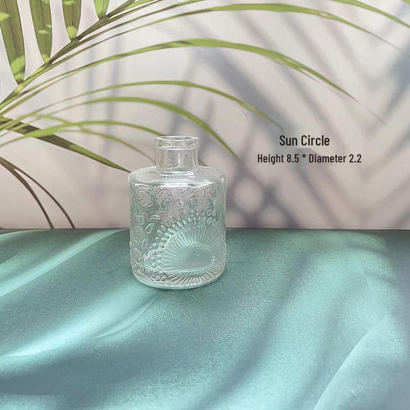 Retro Embossed Transparent Glass Vase: French-Inspired Luxury Home Decor for Living Room