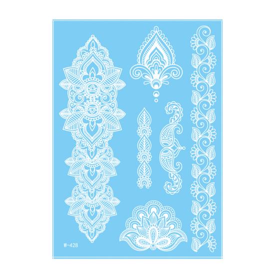Baizihuahu White Lace Tattoo Sticker for Women, Temporary Face Body Arm, Waterproof Fake Decal Wedding Party Festival