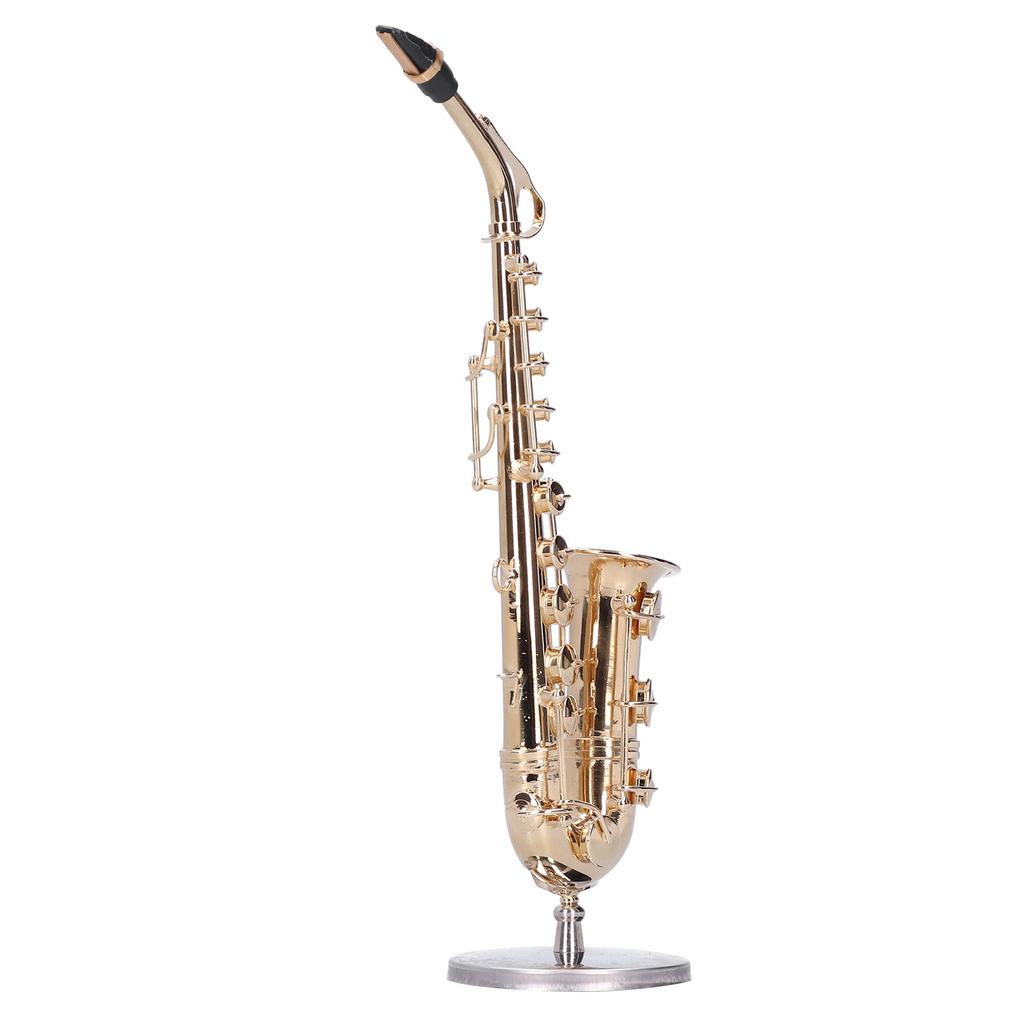 Miniature Copper Saxophone Model with Stand Mini Musical Instrument Ornaments Gifts