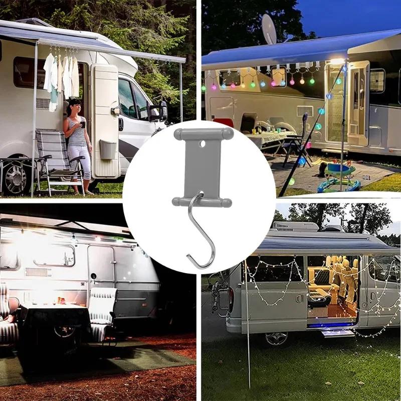 10/1Pcs S Shaped Camping Awning Hooks Clips Car RV Tent Hangers Light Hangers with Holes for Caravan Camperb Accessories