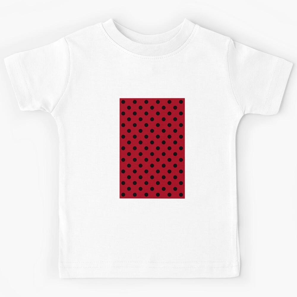 Black Polka Dots On Red Kids T-Shirt 100
