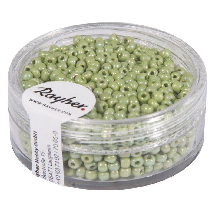 Perle rocaille 2 mm opaque lustré Vert clair 17 g