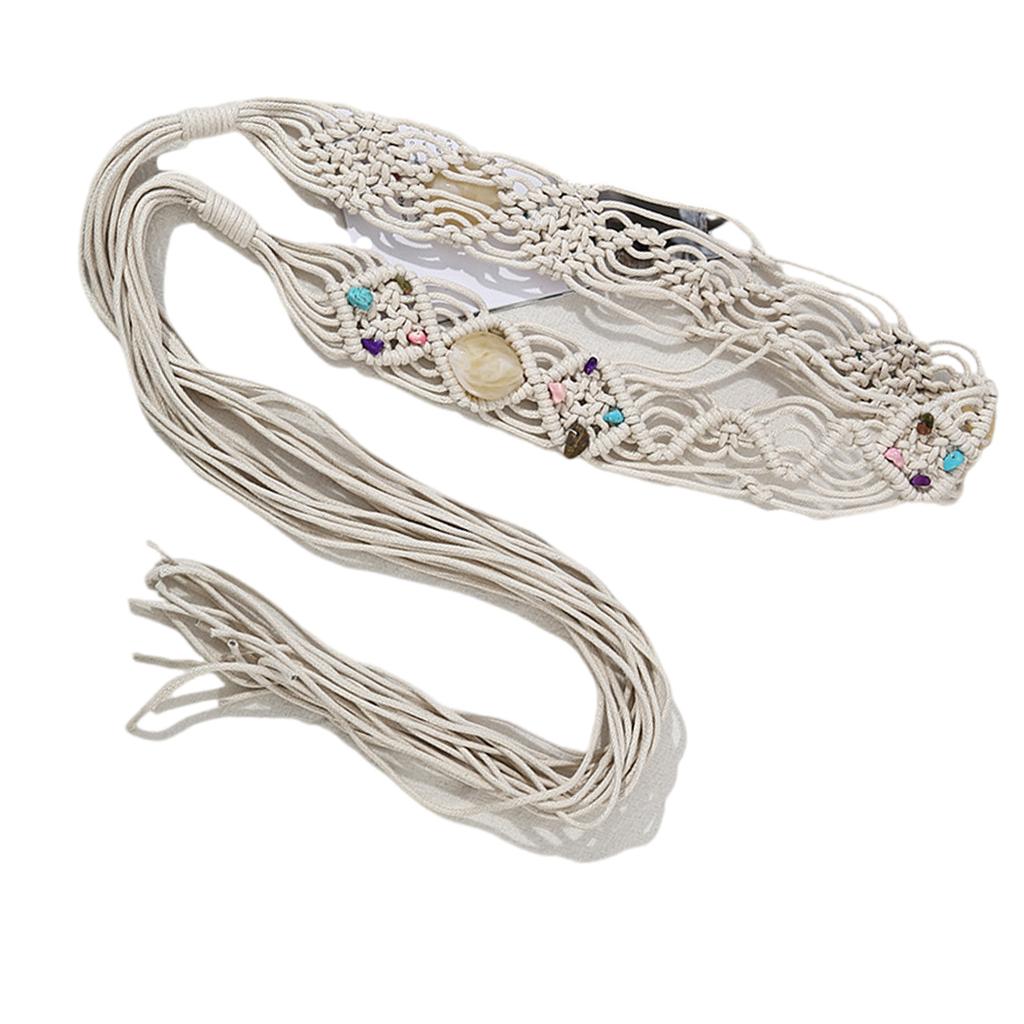 Hot Girl Cowgirl Waistband Western Woven Bohemian Style Tie Belt with Woven Beads Cowgirl Girls Waistband