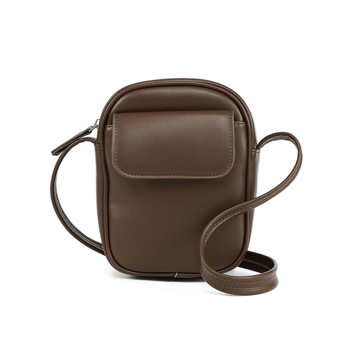 

Модная женская сумка кроссбоди из ПУ, сумки для мобильного телефона, кошелек для прогулок, однотонная сумка-мессенджер с клапаном, маленькая женская наплечная сумка-тоут для дам коричневый