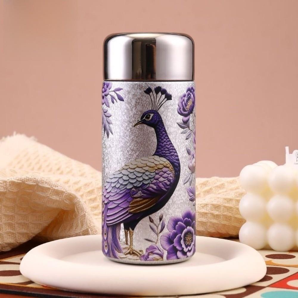 

Durable Chinese Style Vacuum Cup Peacock Pattern 240ML Water Cup High Capacity Insulation or Cooling Insulated Cup 50ml
