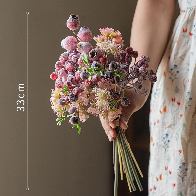 Bionic Blueberry Artificial Flowers for Living Room Decoration - Dried Flower Bouquets Arrangement