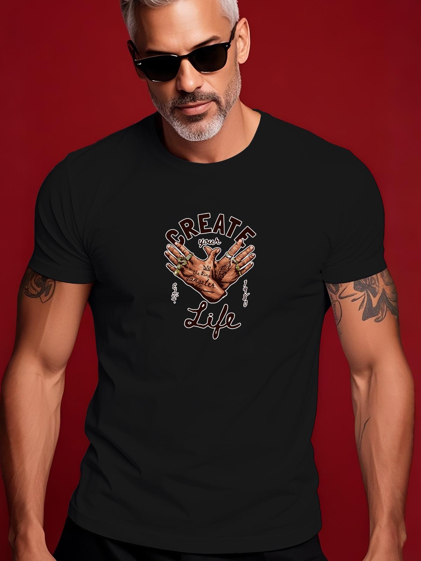 Summer Tshirt with  CREATE YOUR LIFE  Graphic - Light Blue S