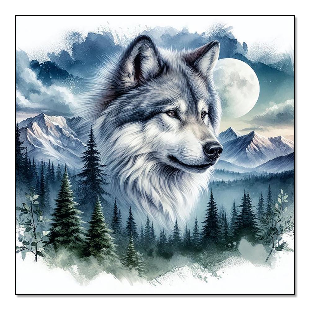 

Полная круглая алмазная живопись Животное Волк 5d DIY Алмазная мозаика Пейзаж Зима Домашний декоративный Набор для рукоделия из стразов Full Round 50x50CM