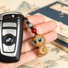 Green Sandalwood Zodiac Snake Keychain Pendant - Creative Keyring & Phone Accessory for Men and Women