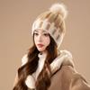 Women's Winter Warm Plush Knitted Hat Korean Style Versatile Big Head Windproof Ear Protection Wool Hat