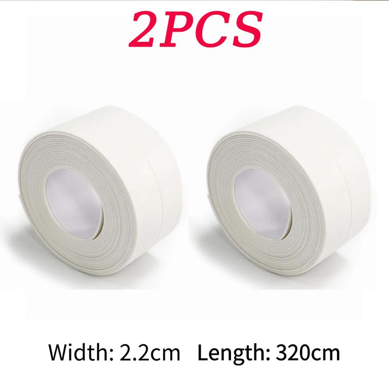2PCS Sealed Self-adhesive Waterproof PVC Sticker Self-adhesive Tape Bathroom Shower Sealing TapeForKitchen Shower Sink Tools
