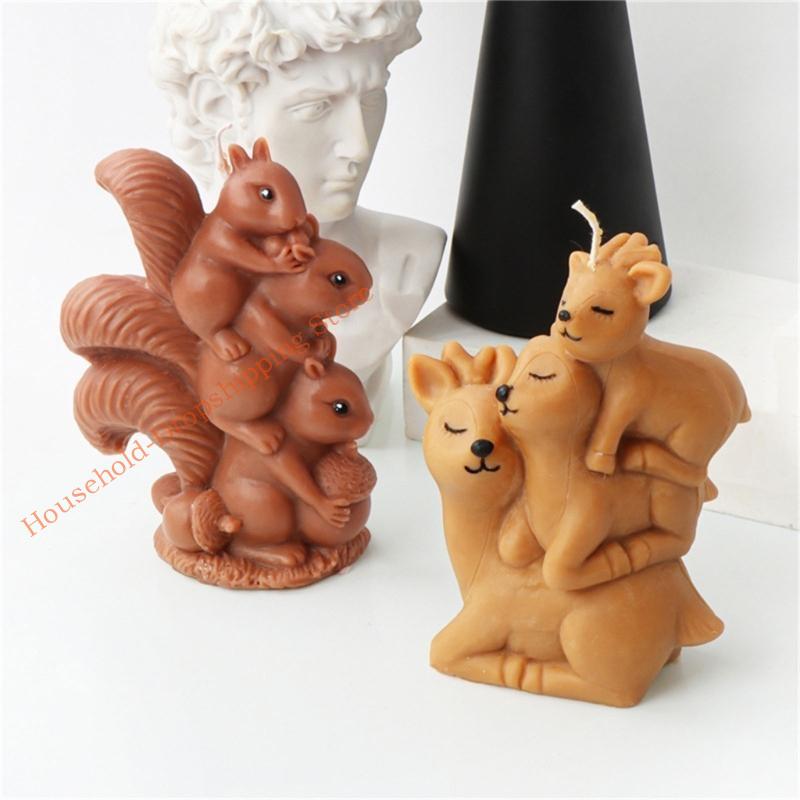 85AD 3D Stacked Animal Mold Adorable 3D Deer Elephant Kitten Bird Silicone Mould for Homemade Cake Chocolate Crafts