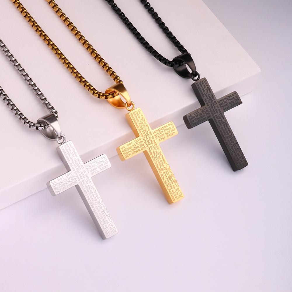 Collier Homme Spiritual Male Minimalism Stainless Steel Necklace Man's Jesus Cross Necklace for Man Collar Hombre