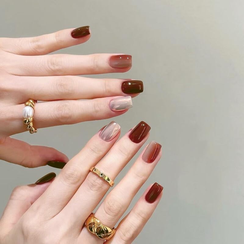 Dark Coffee Gradient Press-On Nails