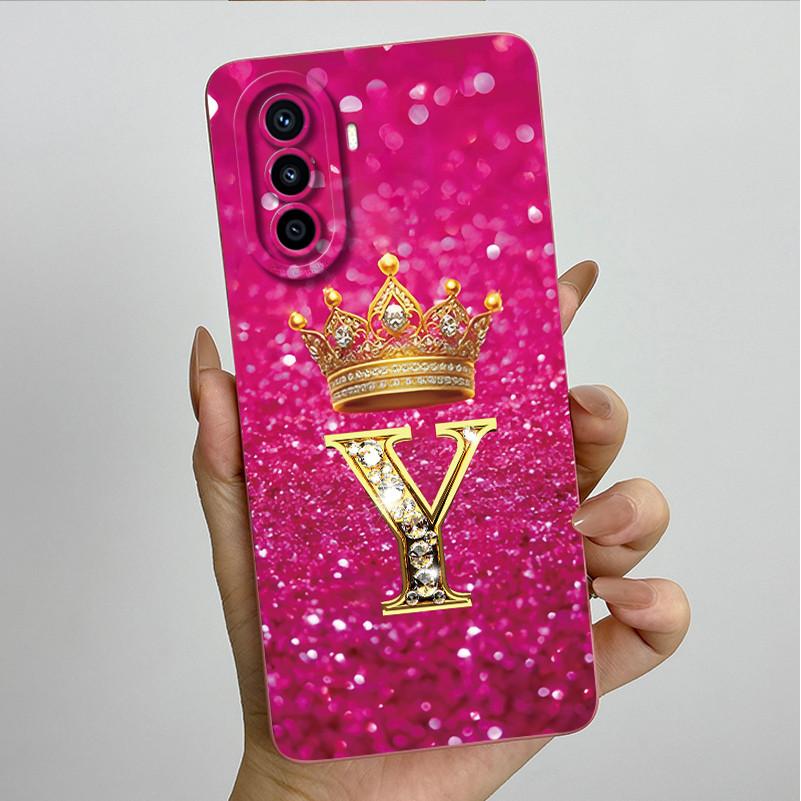 

For Huawei Nova Y70 Plus 4G Fashion Initial Letter Couple Phone Case NovaY70 Y70Plus Y71 MGA-LX9 Soft Silicone Protective Casing Nova Y71 4G