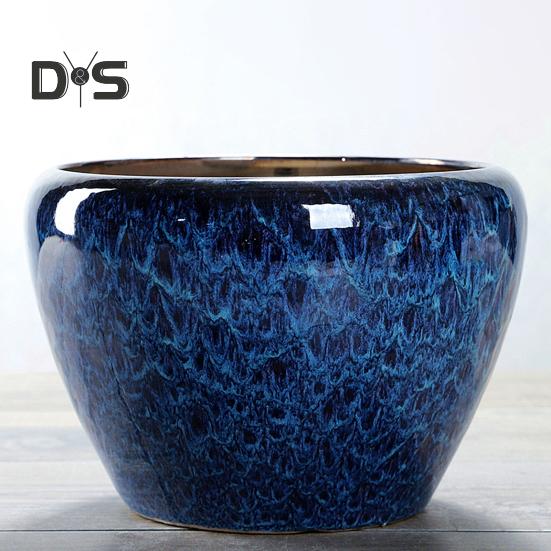 Ceramic Flowerpot Large Circular Opening Planter Pot Colored Glaze Finish Flower Pot with Drainage Hole for Indoor Outdoor Use