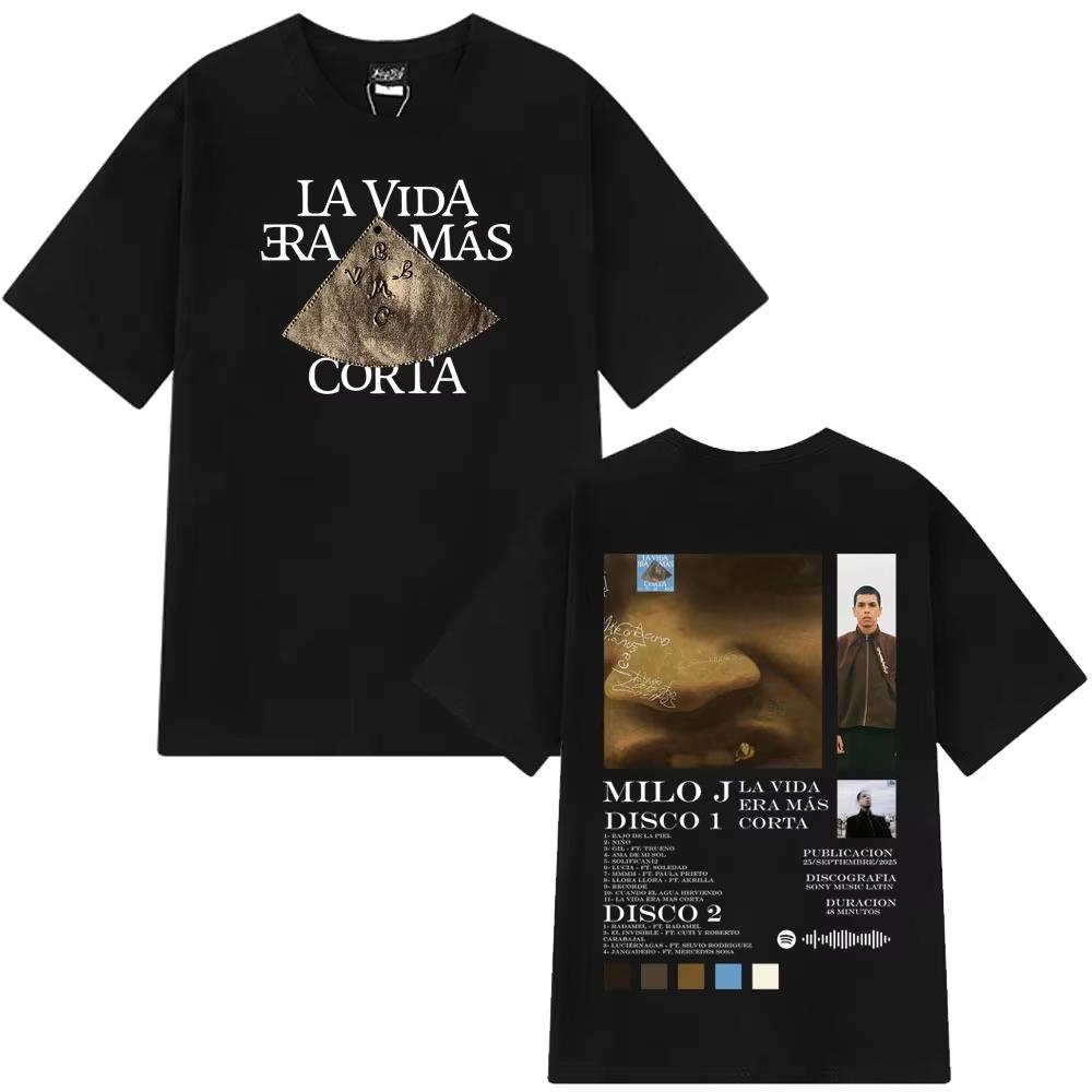 

Rapper Milo J La Vida Era Mas Corta Album T Shirt Men Women Hip Hop T-shirt Cotton Casual Short Sleeve Male T-shirt S