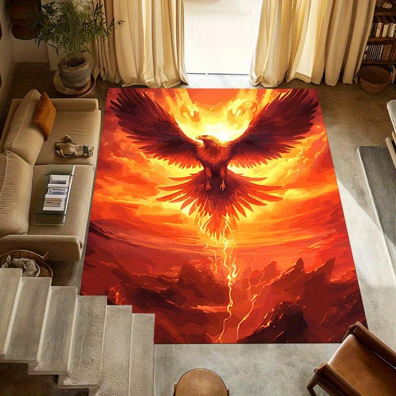 1pc Phoenix Rising Themed Rug for Home Decor, Non-slip Office Carpet, Chair Mat, Outdoor Mat, Christmas and Halloween Gifts-0731124
