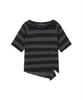 MISEKI SEOUL Diagonal Crochet Knit Top Stripe