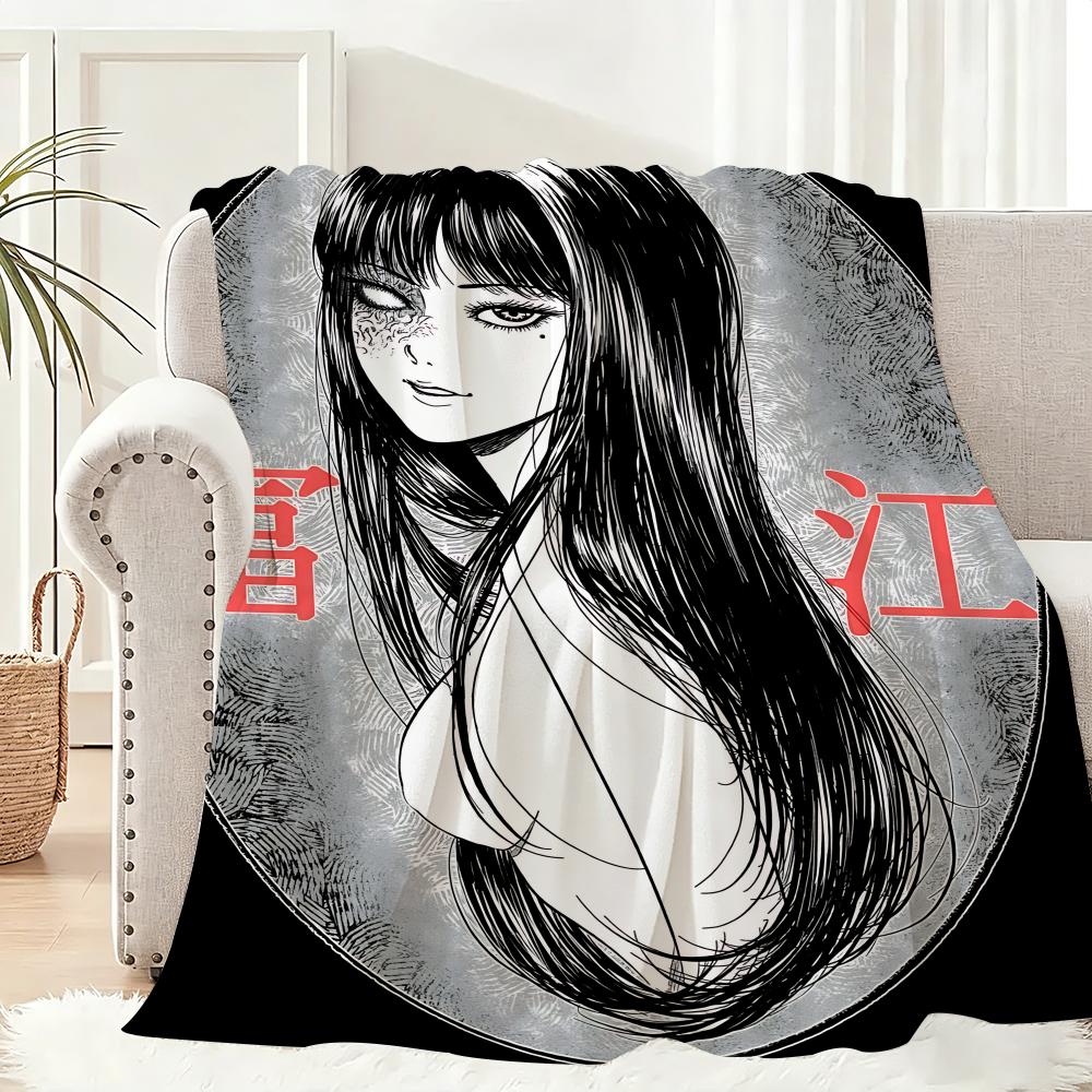 Thriller Movie Junji Ito Tomie Throw Lightweight 240g Flannel Blanket Soft Skin-friendly for Summer Cooling
