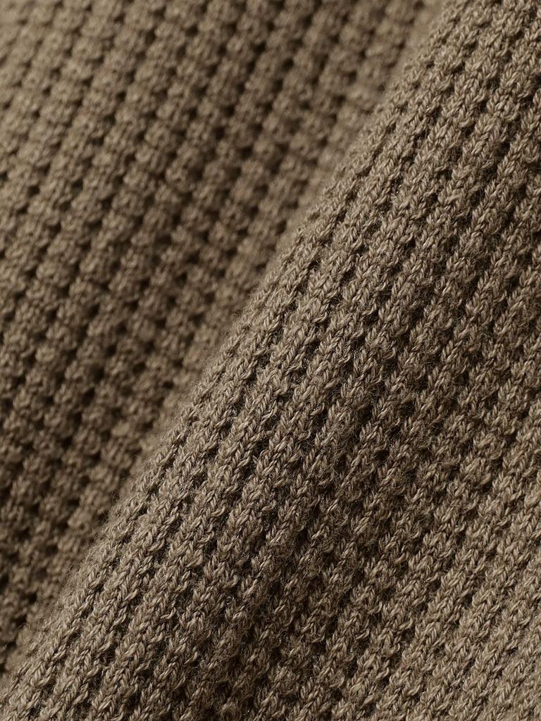 Beams Boy Women's 14 Gauge Waffle Crew Knit, Olive Free