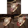 Ladies Peacock Stone Quartz Watch With Hollow Flower Alloy Bracelet For Fashion Accessory