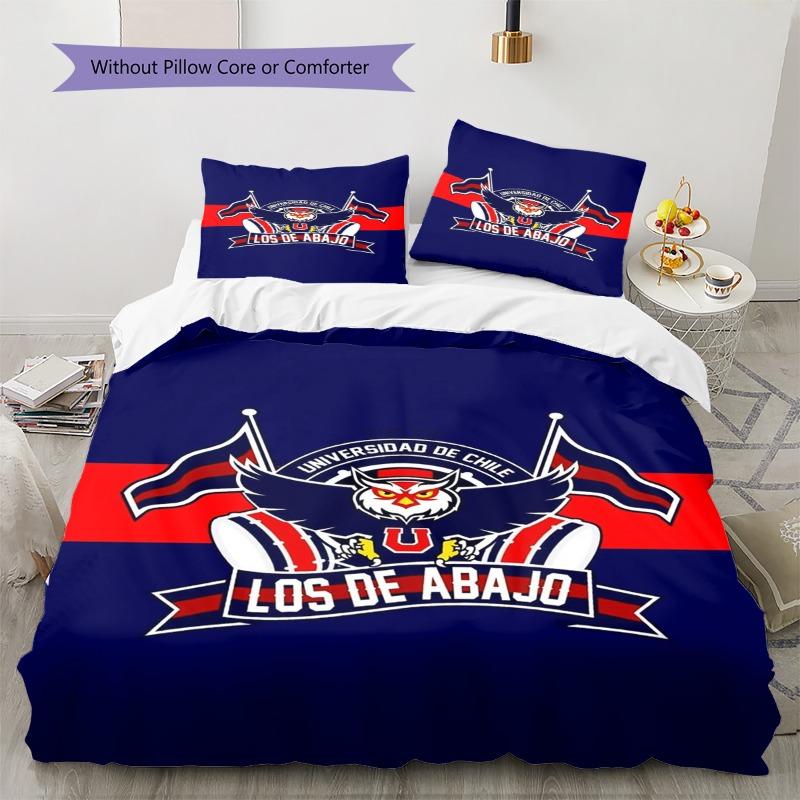 Universidad De Chile Owl Crest Blue Red Print 3 Pieces Duvet Cover Set Chile Soccer Bedding Set, Bedroom Home Decor Without Pillow Core Comforter