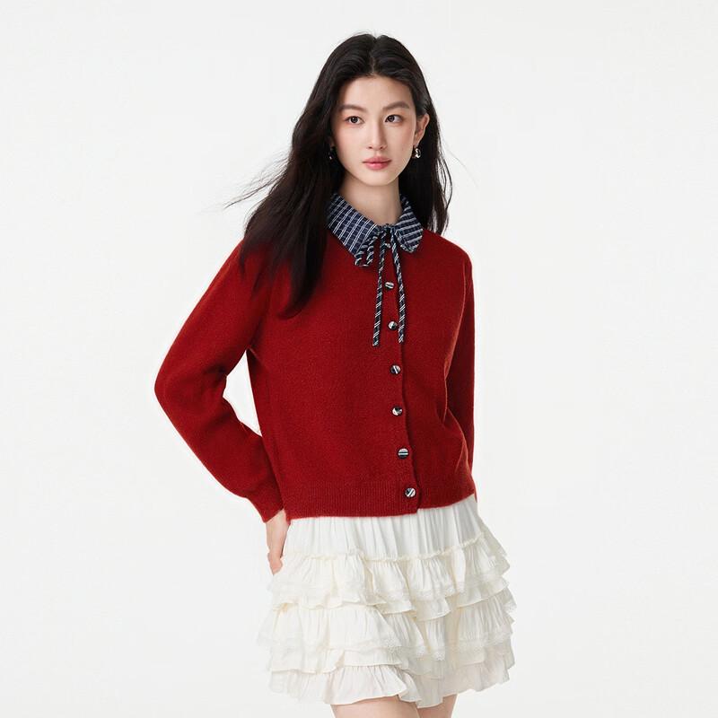 FivePlus Women's Color-block Plaid Knit Cardigan
