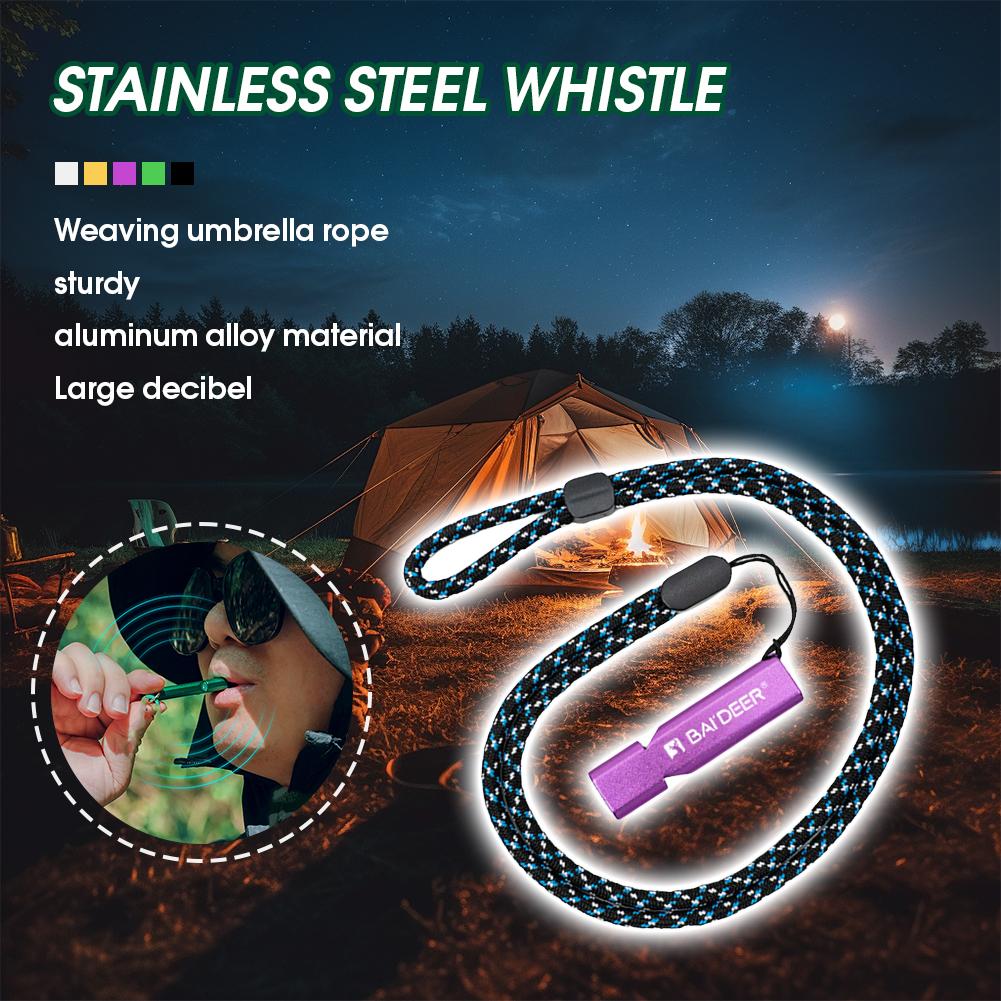 Outdoor Emergency Whistle Aluminum Whistles with Paracord Lanyard for Camping Hiking Fishing Hunting, Loud Safety Rescue Signal