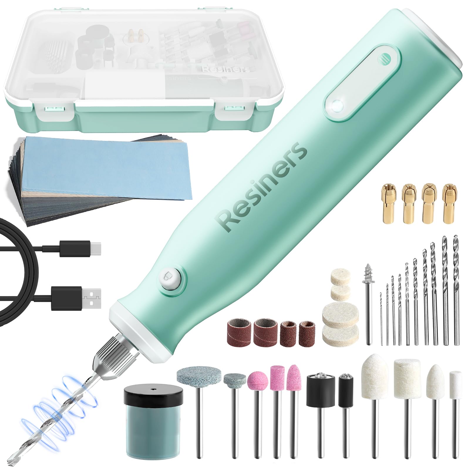 

Беспроводной роторный инструмент Resiners Электрическая дрель для смолы Полировка Изготовление ювелирных изделий Профессиональная машина для смолы Деревообработка DIY Набор для поделок, & Набор, 5-уровневый