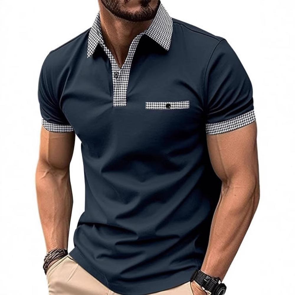 

Summer Men s Polo Shirt Embroidered Lapel Short Sleeved T-shirt 3XL темно-синього кольору