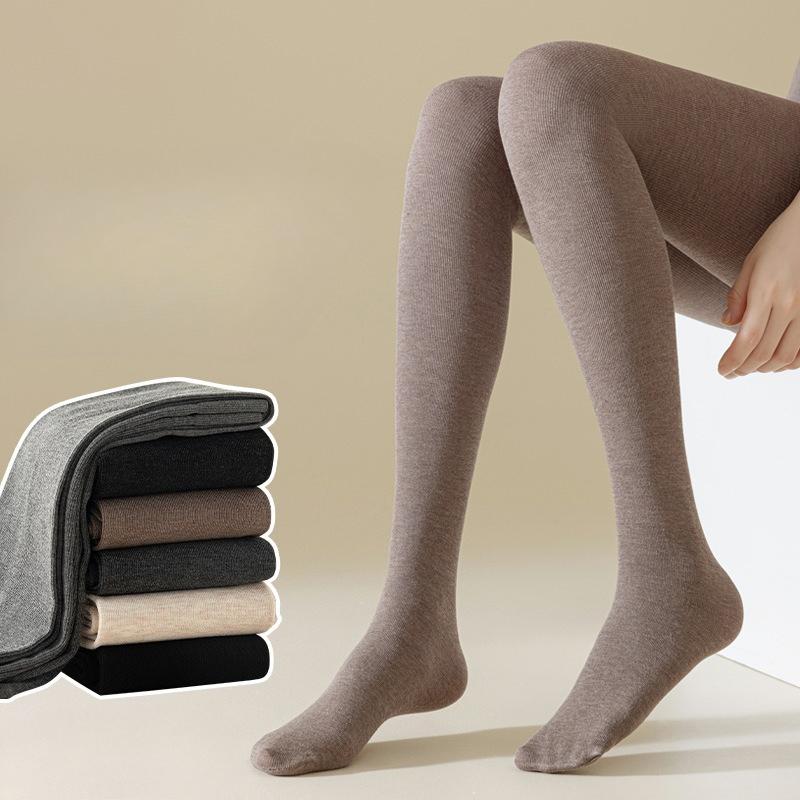 Autumn Winter Women's Low Waist Pantyhose Black Stockings Bare Leg Illusion Fleece Lined Thickened Leggings