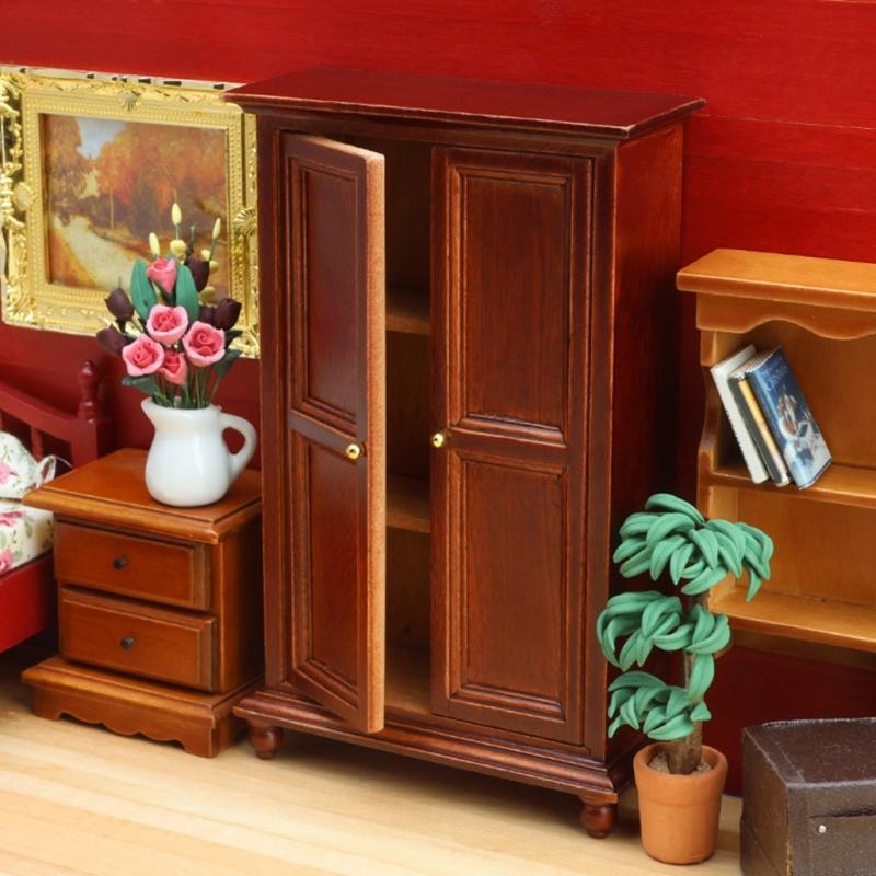 Doll House Zakka Model Realistic Dollhouses Wardrobe Realistic Play Armoire Realistic 1:12 Model Mini Armoire Toy