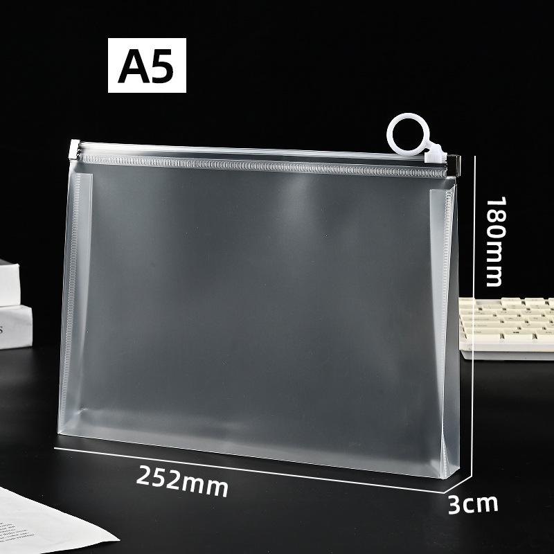 A4 Transparent Waterproof PP File Bag with Zipper for Stationery and Exam Paper Storage