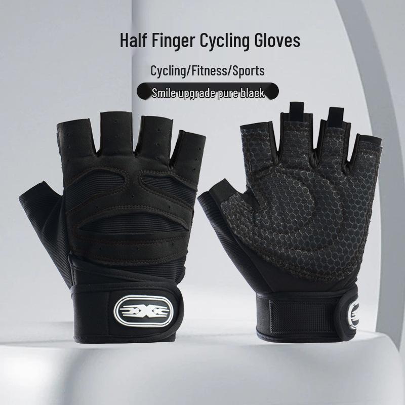 

Унисекс Нескользящие Фитнес-перчатки без пальцев с удлиненным ремешком на запястье для спорта, велоспорта, тренировок и йоги Large