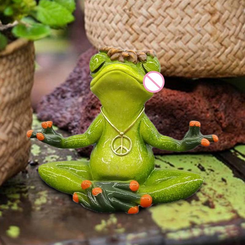 Zen Yoga Frog Statue Desktop Decoration Frog Sculpture Garden Frog Decor Meditation Statue Desktop Yoga Frog Decoration For
