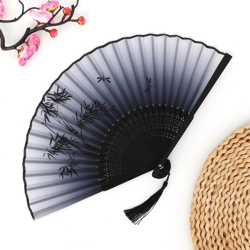 Hanfu skládací vějíř pro ženy inspirovaný japonským a čínským stylem – Scénický tanec bambusový styl