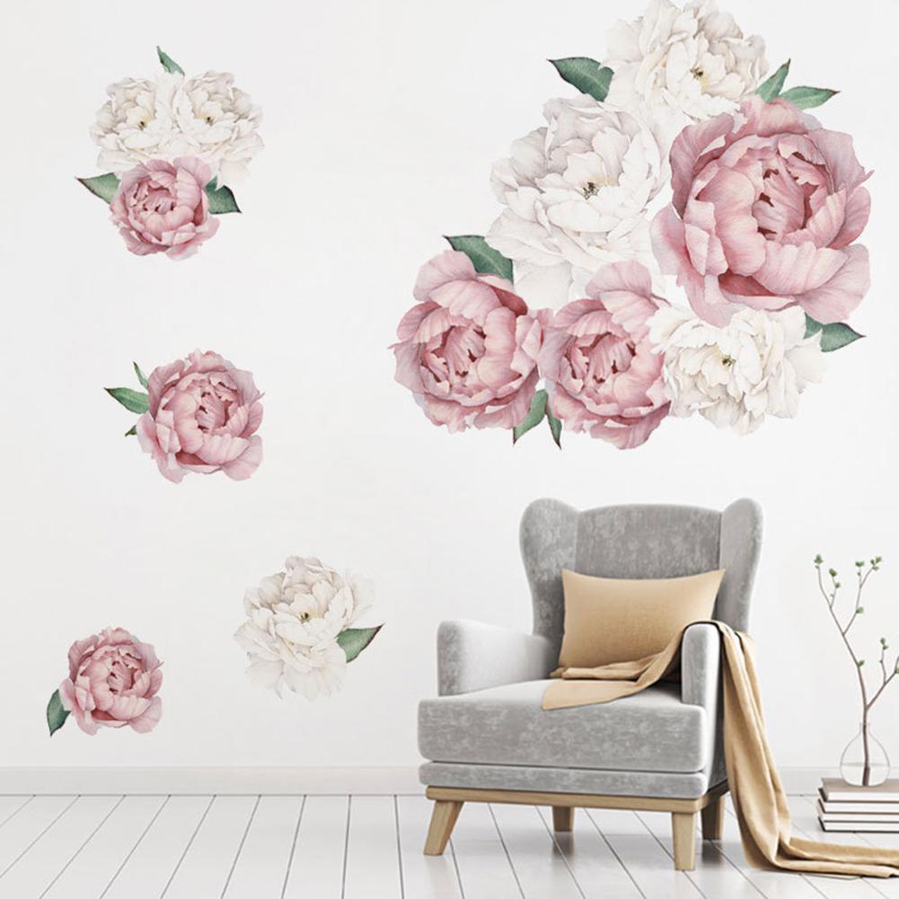 Peony Flower Home Wall Sticker Living Room Background Decal Mural DIY Decoration
