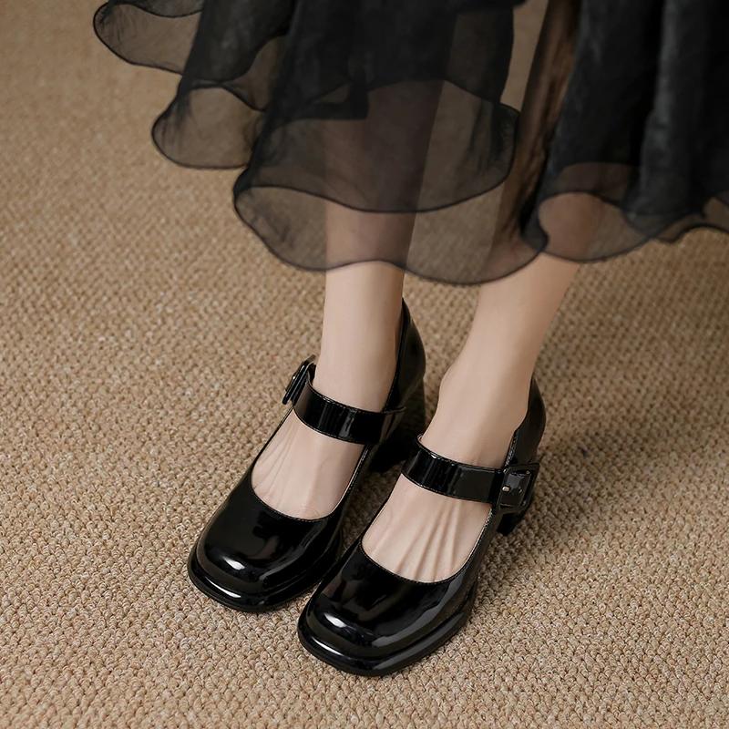 Fashion 2024 Ladies Shoes Mary Janes Women's High Heels Summer Dress Pumps Women Solid Buckle Strap Heels Shoes Ladies Zapatos De Mujer