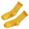 Fashionable Cute Lettuces Edge Frilly Ribbed Knitted Crew Socks for Women Ruffle Ankle Middle Tube Socks