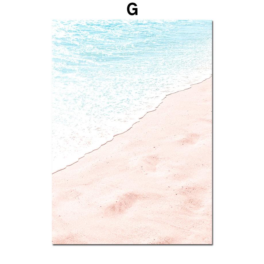 Summer Sea View Wall Art Canvas Painting Beach Scenery Posters Flamingo Flower Starfish Wall Pictures For Living Room Decor
